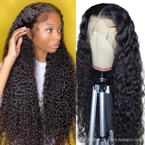 100% Brazilian 12 inch-30 inch Human Hair Wig Transparent Swiss lace wig,Water Wave Cuticle Aligned Lace Front Wig